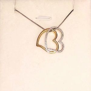 NEW Genuine .24ctw Diamond Double Heart Necklace